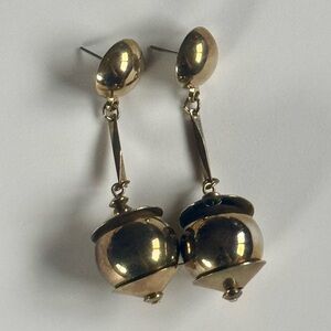 Vintage Gold Tone Geometric Orb Dangle
Statement Earrings Retro Mod